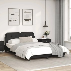 Estrutura cama c/ cabeceira 140x200 cm couro artificial preto