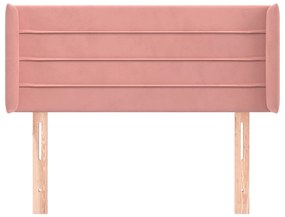 Cabeceira de cama c/ abas veludo 83x16x78/88 cm rosa
