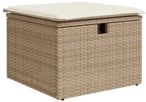 Conjunto de Sofá de Jardim 8 Peças com Almofadas Bege Rattan Polioméri