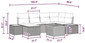 Conjunto de Sofá de Jardim de 9 Peças com Almofadas Pretas em Rattan e