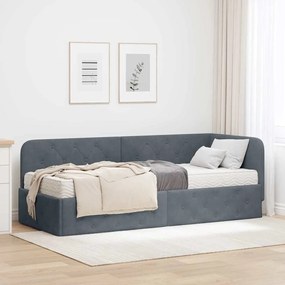 vidaXL Estrutura de Cama de Canto Cinza Escuro 80 x 200 cm Veludo