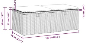 2 pcs conj. sofás p/ jardim c/ almofadões vime PE/acácia bege