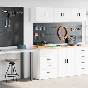 vidaXL Armários de garagem 2 pcs derivados de madeira branco