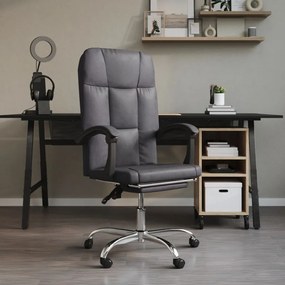 349641 vidaXL Cadeira de escritório reclinável couro artificial cinzento