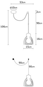 Candeeiro Chandelier Kemah – Preto – 53 cm Diâmetro x 108 cm Altura