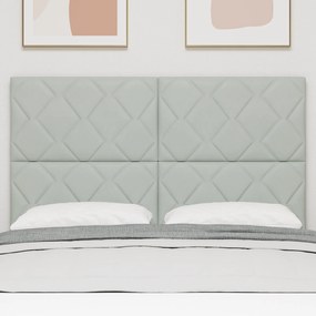 Cabeceira de veludo cinza claro com design de bloco de diamante - 140