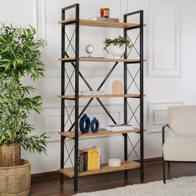 Estante Elysian - Atlântico Pinheiro e Preto - 90 x 180 x 33,5 cm