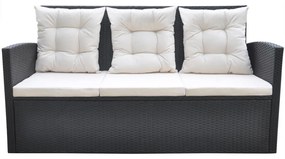 6 pcs conjunto jantar exterior com almofadões vime PE preto