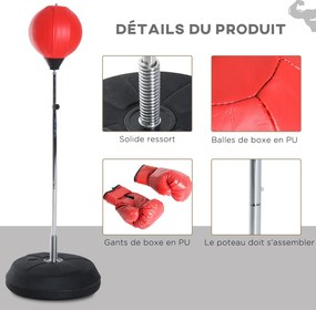 Saco de Boxe de Pé com Altura Ajustável – 126-144 cm – Vermelho e Pret
