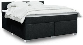 vidaXL Cama com molas/colchão 180x200 cm tecido preto