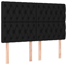 Estrutura de cama sem colchão 140x190 cm tecido preto