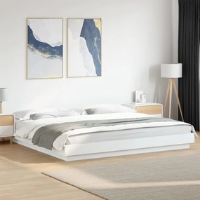 Estrutura cama c/ luzes LED 180x200 cm derivados madeira branco