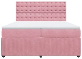 Cama com molas/colchão 200x200 cm veludo rosa