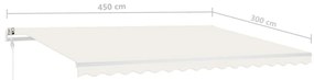 Toldo retrátil manual com postes 4,5x3 m cor creme