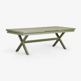 Rectangular Extensible Dining Table In Aluminum Karena Verde Azeitona Intenso & 240 - 300 X 100 Cm - Sklum