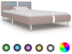 Estrutura de cama c/ LEDs 90x200 cm couro artificial cappuccino
