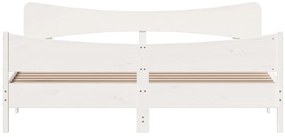 Cama sem colchão 200x200 cm madeira de pinho maciça branco