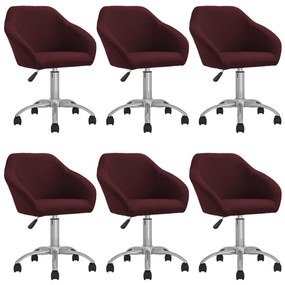vidaXL Cadeiras de jantar giratórias 6 pcs tecido roxo