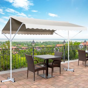Toldo 300x300x250 cm com manivela ângulo ajustável proteção solar portátil para jardim terraço pátio bege