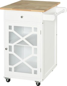 Carrinho de cozinha com Rodas 63 C x 45 P x 86 A cm gaveta, armário, toalheiro - branco