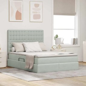 vidaXL Cama com arrumação e colchão Cinzento-claro 140 x 200 cm Veludo