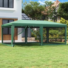 vidaXL Tenda p/ festas c/ 6 paredes laterais em rede 6x4 m PEAD verde