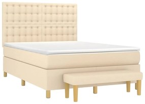 Cama com molas/colchão 140x200 cm tecido cor creme