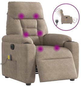 vidaXL Poltrona massagens recli. elétrica microfibra cinza-acastanhado