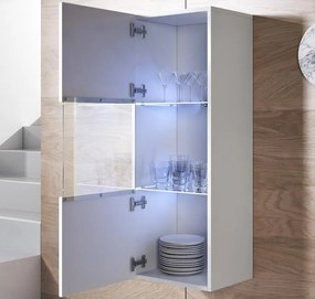 Vitrine de Parede Faro – 40x126 cm – Branco com LED Azul