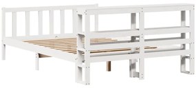Cama sem colchão 160x200 cm madeira de pinho maciça branco
