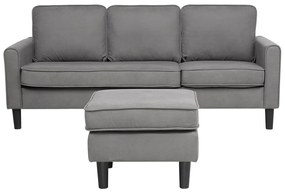 Sofá de 3 lugares com repousa-pés em tecido cinzento claro AVESTA Beliani