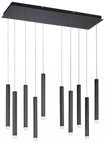 Candeeiro suspenso moderno preto com 10 luzes LED - Stanislas Moderno