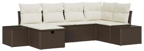 Conjunto de Sofá Com Almofadas 6 Peças Castanho Vime PE
