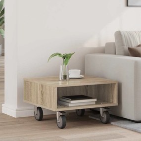 vidaXL Mesa Lateral com Rodas Carvalho Sonoma 50,5 x 50 x 30 cm