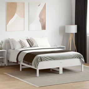 Cama sem colchão 140x190 cm madeira de pinho maciça branco