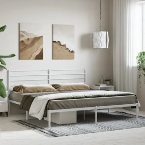 Estrutura de cama com cabeceira 180x200 cm metal branco