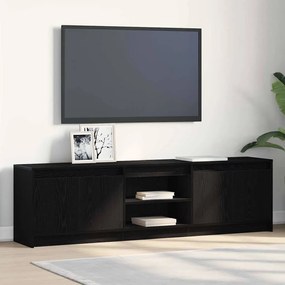 vidaXL Gabinete para TV com luzes de tira LED com armazenamento com porta Preto 182 x 34 x 50 cm