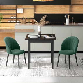 Conjunto de 2 cadeiras de sala de jantar e de cozinha em veludo, com pés de metal , 52 x 54 x 79 cm verde
