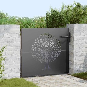 vidaXL Portão de Jardim, Portão de Jardim 85x75 cm Design de Árvore em Aço Corten