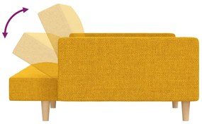 Sofá-cama 2 lugares com duas almofadas tecido amarelo