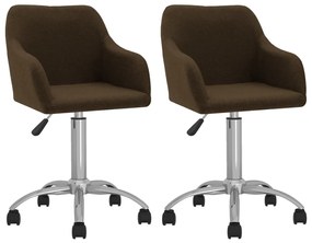 vidaXL Cadeiras de jantar giratórias 2 pcs tecido castanho-escuro