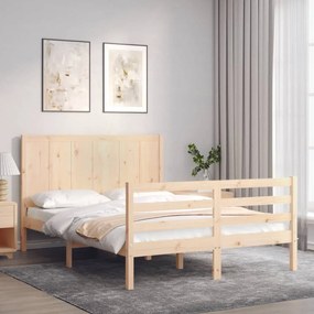 vidaXL Estrutura de cama de casal c/ cabeceira madeira maciça