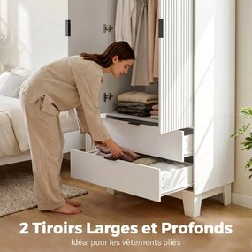 Roupeiro de Quarto, 80 x 50 x 180 cm, Fecho Suave, Branco