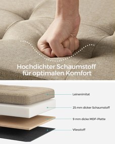 Banco rebatível 38 x 110 x 38 cm com espaço de arrumação em Castanho