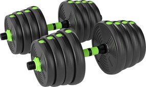 SPORTNOW Kit halteres musculação halteres ajustáveis 30 kg 3 em 1, conjunto de pesos ajustável com barra de extensão preta | Aosom Portugal