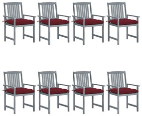 vidaXL Cadeiras de jardim c/ almofadões 8 pcs acácia maciça cinzento