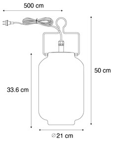 Candeeiro de suspensão exterior branco 20 cm com ficha IP44 - Pion Moderno