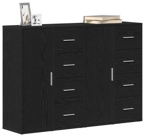 Buffets 2 pcs Carvalho Preto 60x31x84 cm Madeira Engenharia
