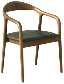 Conjunto 2 Cadeiras jantar BALCANES, madeira de faia, noz, pele sintética preta