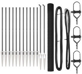 Conjunto de Postes de Cerca Conjunto de 2 Cinza Metal 25 x 1,5 m